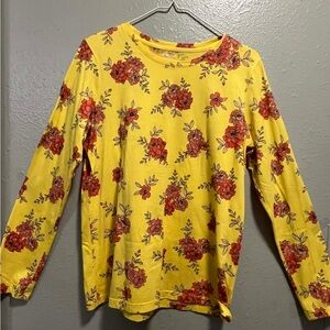 Lands' End Yellow Top with Red Floral Design Size Small